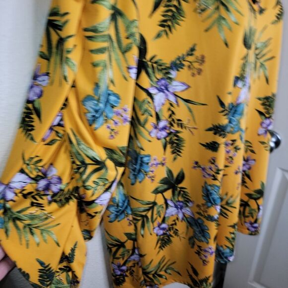 Ny Collection Tropical Floral Print Stretch Jersey Blouse Top Size 2x - Picture 3 of 8